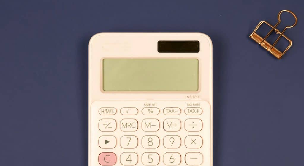 calculator and paperclip