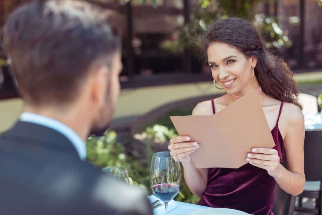 Man and woman on a paid date