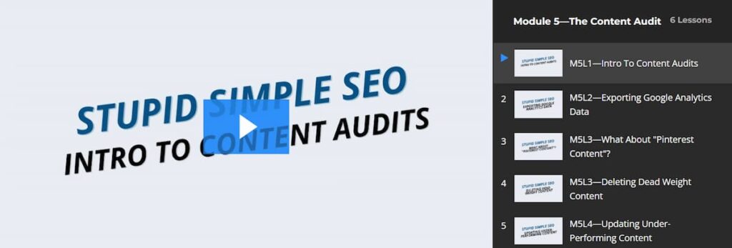 a screenshot from a module for the full content of the lesson about stupid simple seo