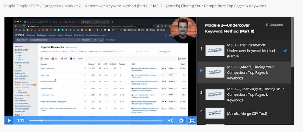 screenshot of examples and step-by-step walkthroughs of Mike about SEO