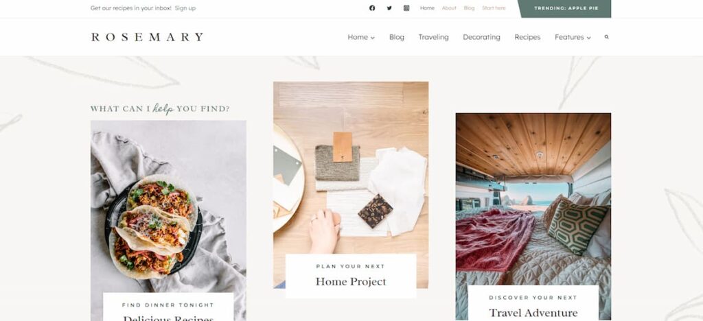 rosemary provides easily accessible information about you and your content to your readers, giving them a quick look at who you are and what you have to offer.